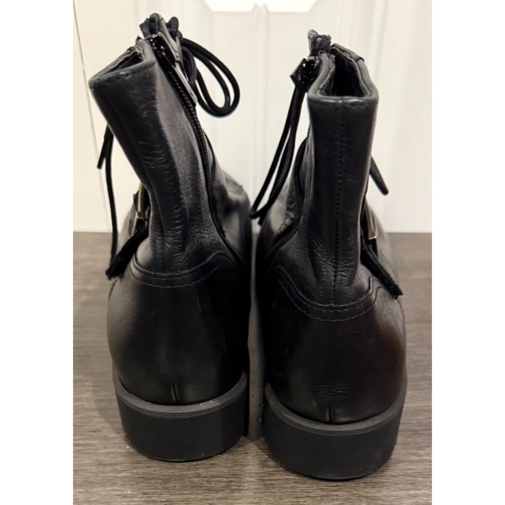 Vionic Catina Black Leather Lace Up Ankle Boots Women's Size 11 M Buckle Lug Sol - Picture 4 of 7